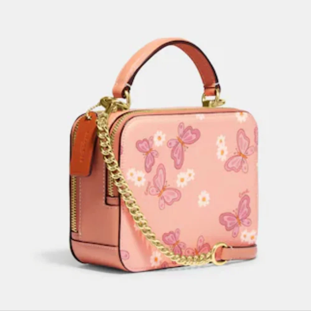 SOLD NWT Coach Box Crossbody Handbag w/ Butterflies - Picture 2 of 7